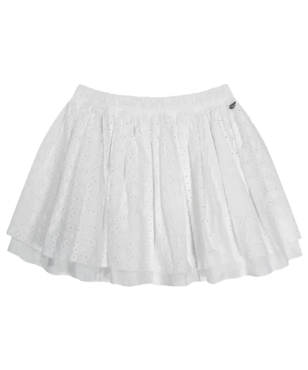 FLOWER PUNCHING SKIRT WHITE