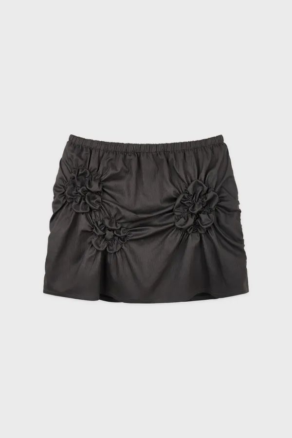 Flower Scrunch Skirt (Dark Grey)
