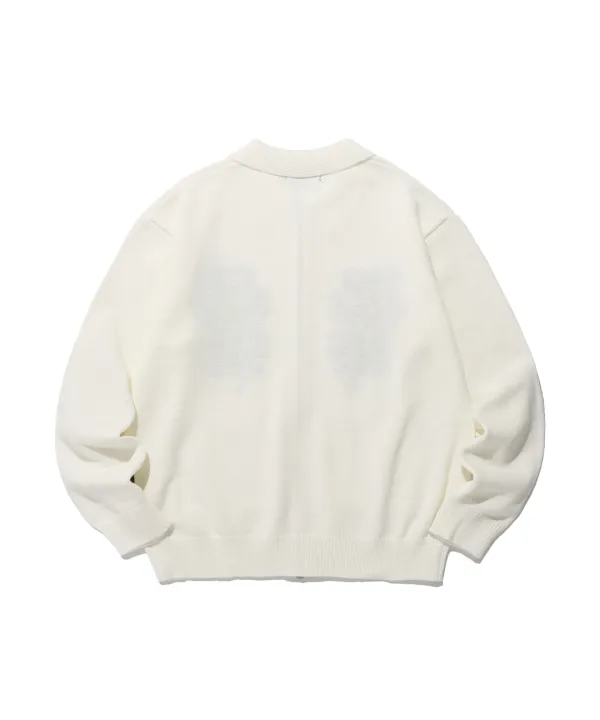 dancing skeletons zip polo knit[white]