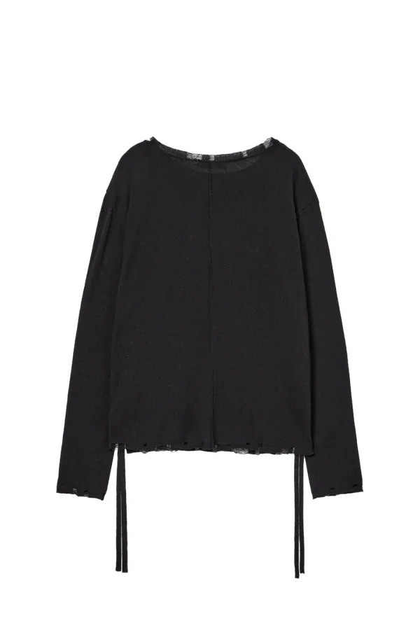 SIDE TIE KNIT IN BLACK