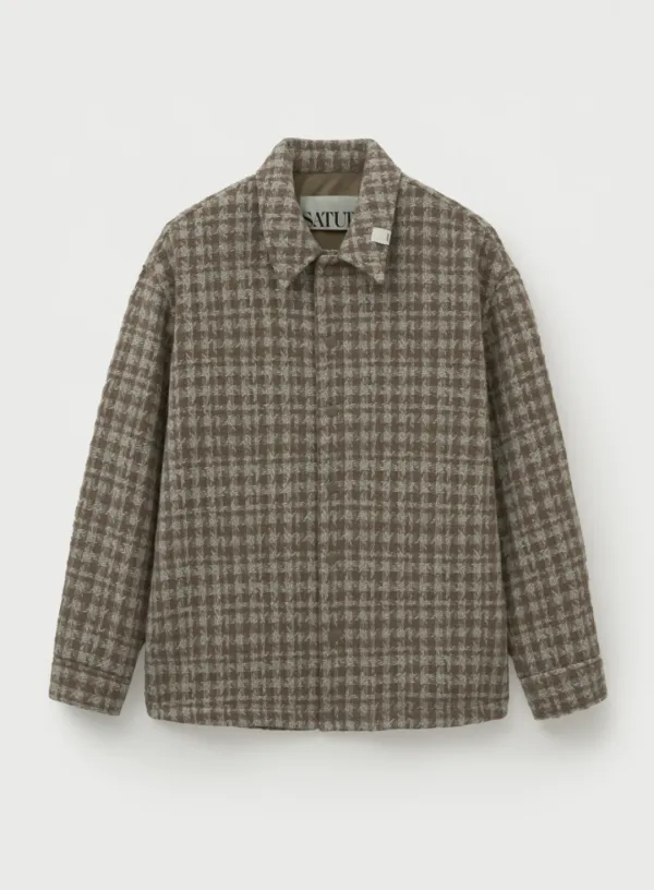 Check Fleece Shirt Jacket - Gray