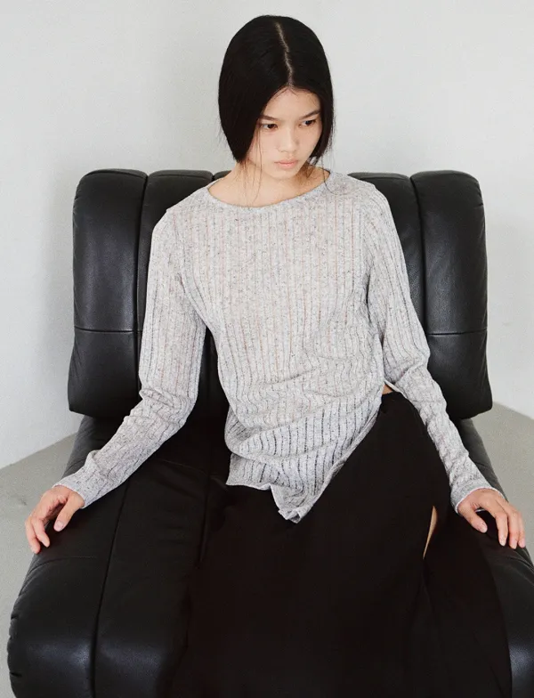 unbalance knit top - grey