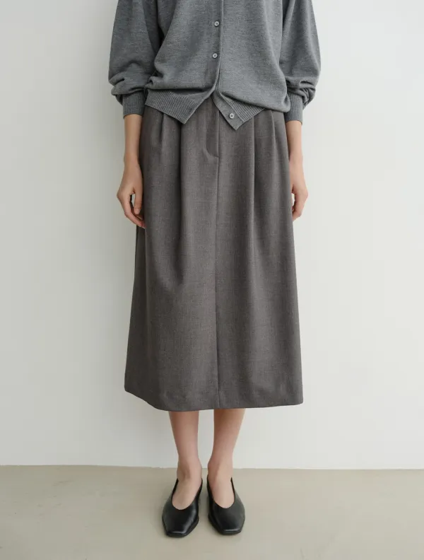 Tuck Volume Maxi Skirt (Charcoal)