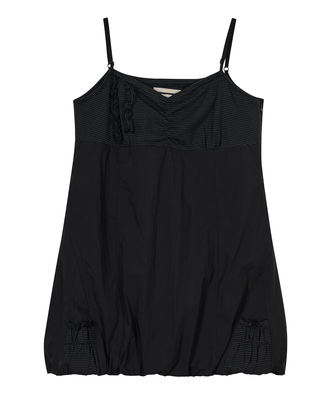 타입서비스 Dual Fabric Shirred Dress [Black] 상품 이미지 1