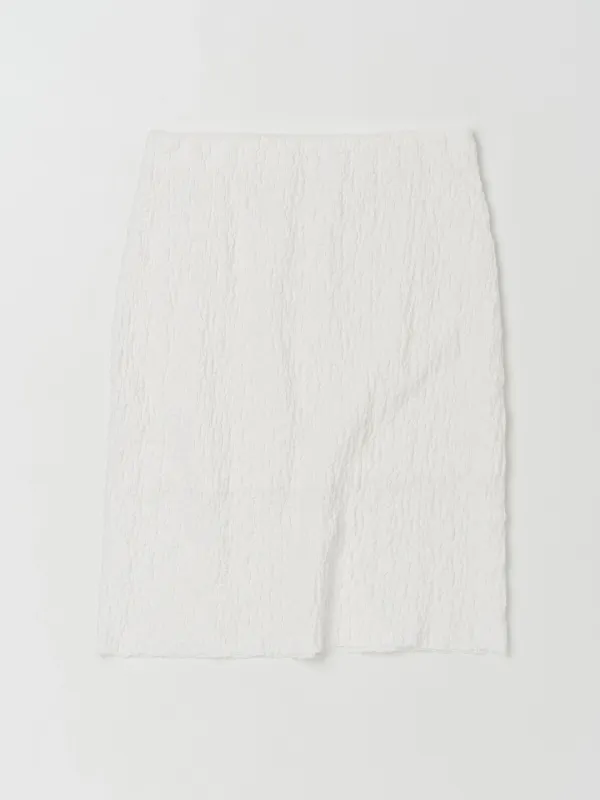 CRINKLE MIDI SKIRT IN WHITE