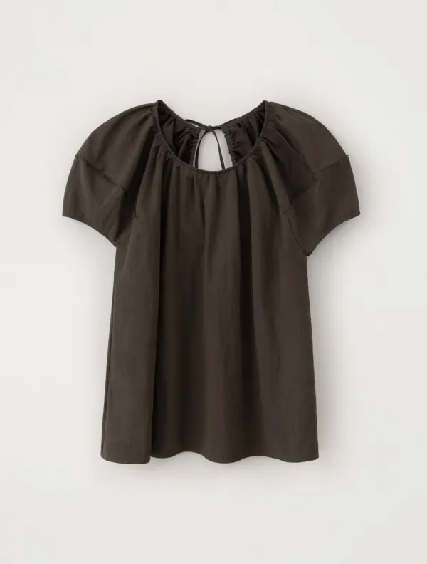 Joy Puff Shirring Blouse (Brown)