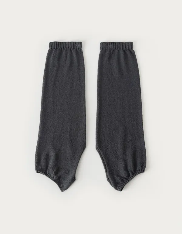 See-Through Open-Toed Knit Socks - Charcoal