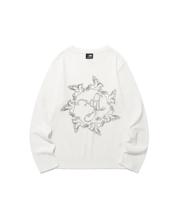 unicorn circle slim l/s tee[white]