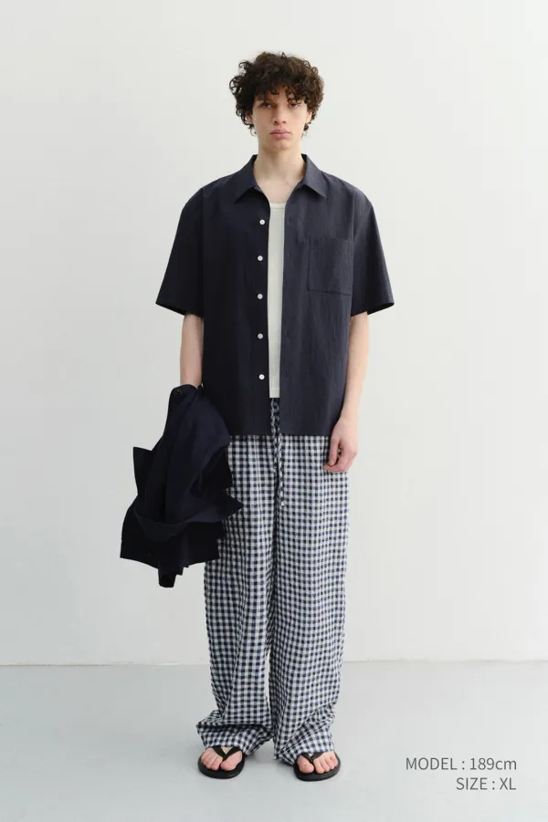 UNISEX CHECKED PAJAMA SLACKS NAVY CHECK_UDPA6B121N2
