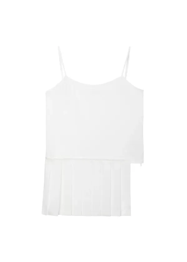 UNBALANCED PLEATS SLEEVELESS TOP (WHITE)