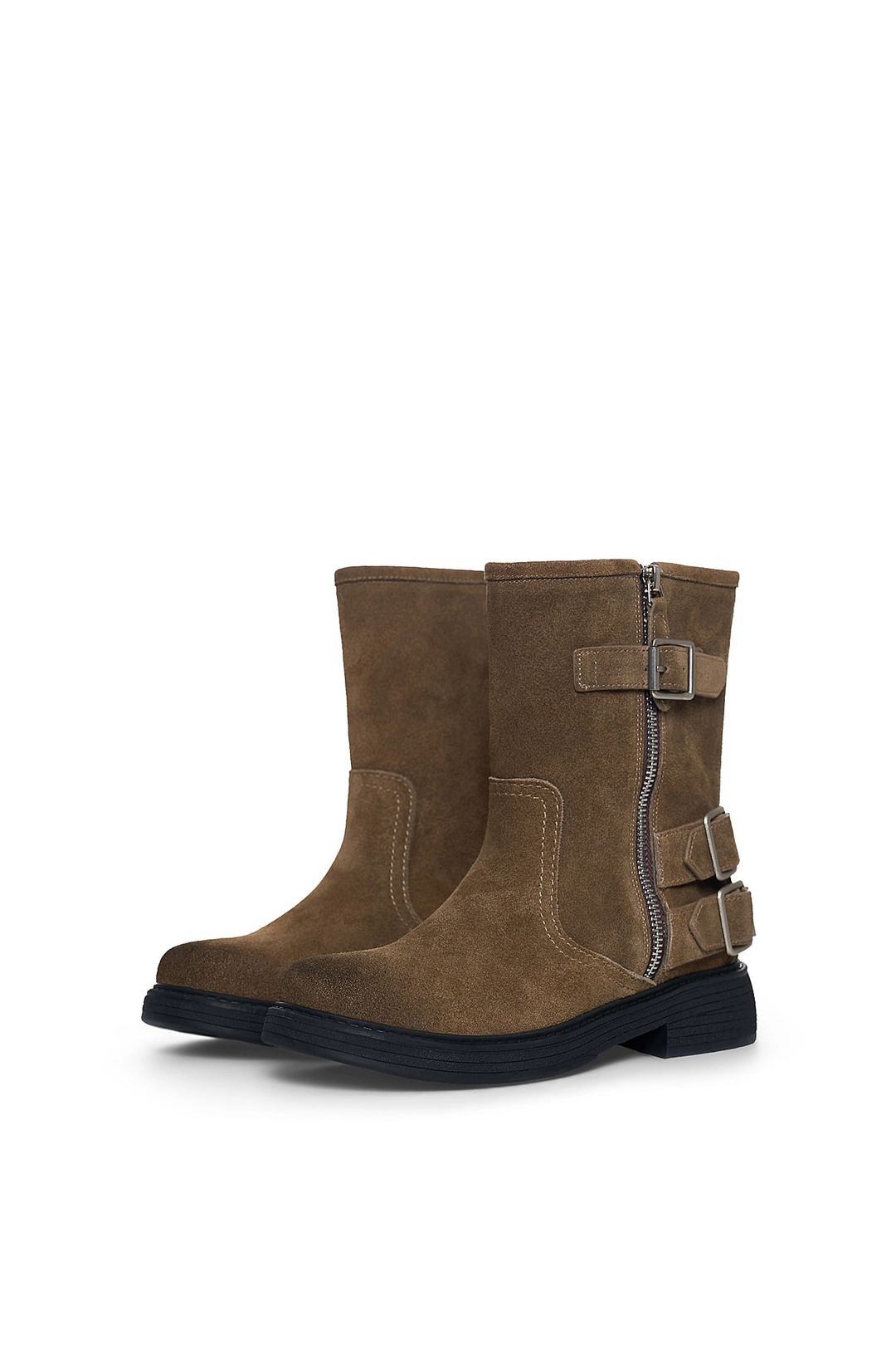 마뗑킴 VINTAGE WASHED BIKER ANKLE BOOTS IN KHAKI 상품 이미지 2