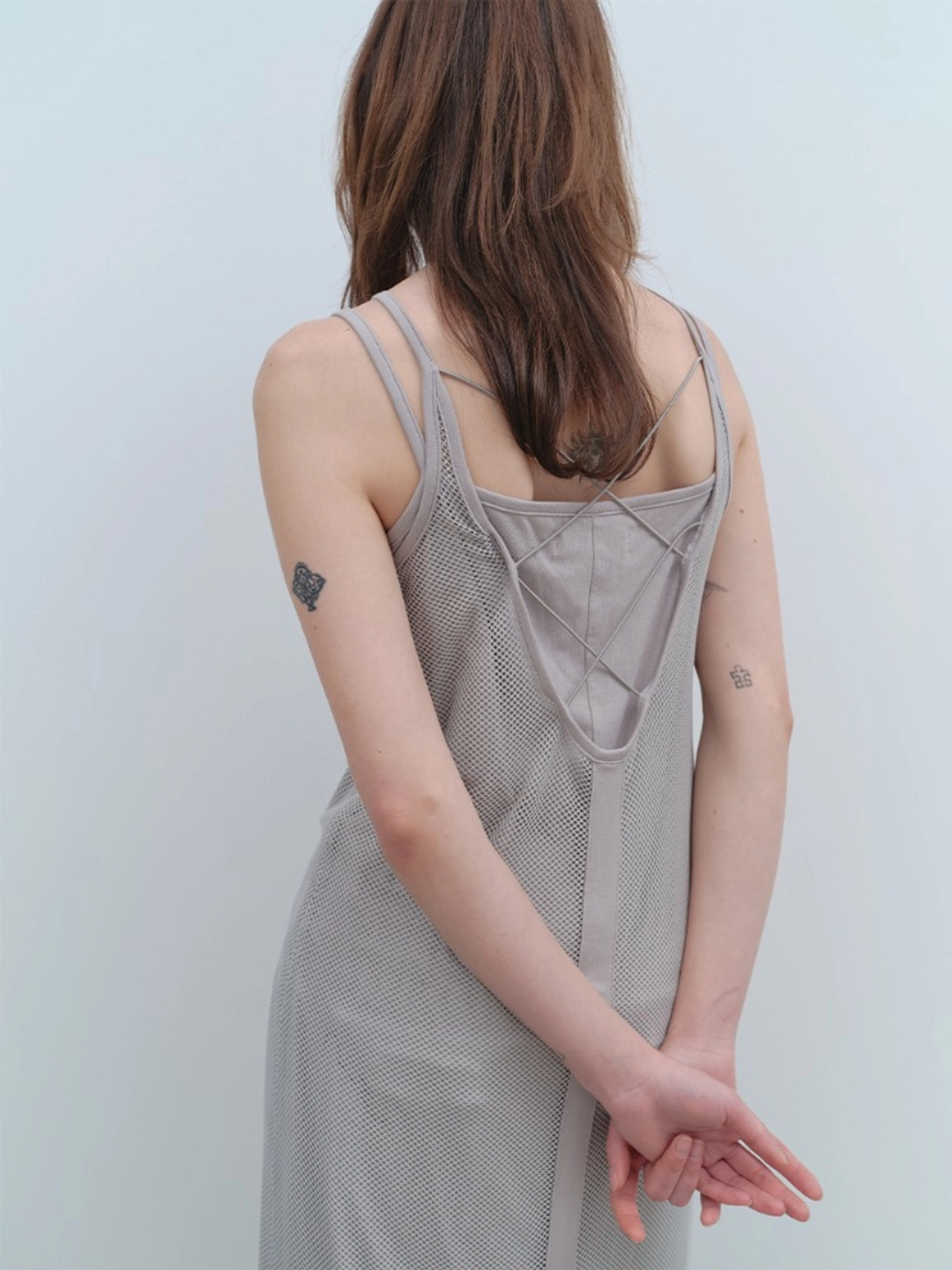 밀로 우먼 Mesh Back String Jersey Dress [Light Gray] 상품 이미지 2