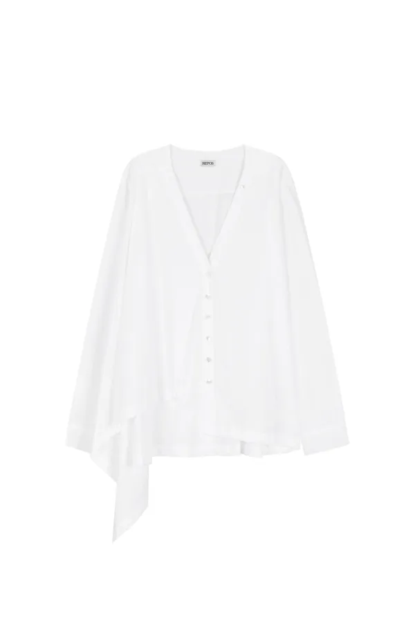 COTTON DRAPE BLOUSE (WHITE)