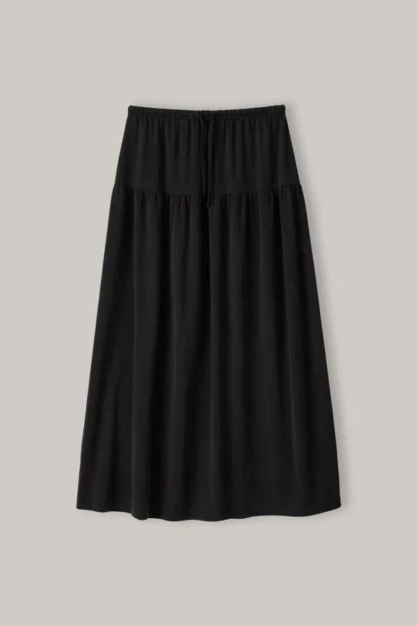 Soft Modal Tiered Skirt (Black)