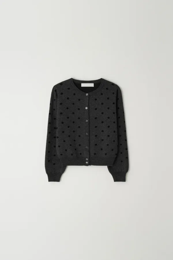 DOT SCARF SET CARDIGAN_GREY