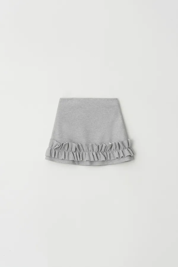 Ruffle Mini Skirt (light gray)