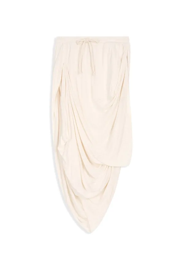DRAPED LINEN SKIRT, CREAM