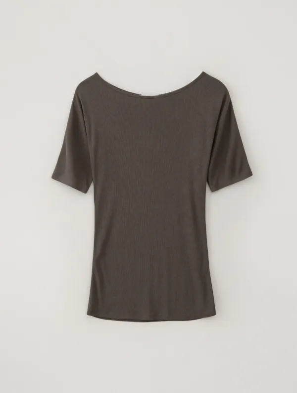 Mallow Linen Drape Skirt (Brown)