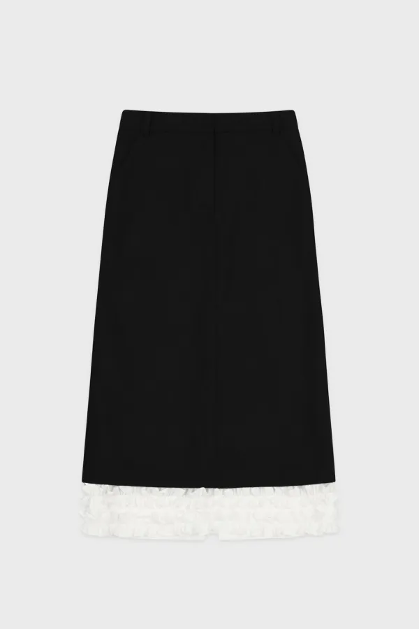 Frill Long Skirt (Black)