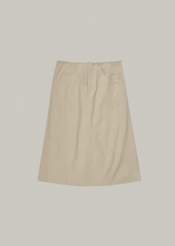chino midi skirt (beige)