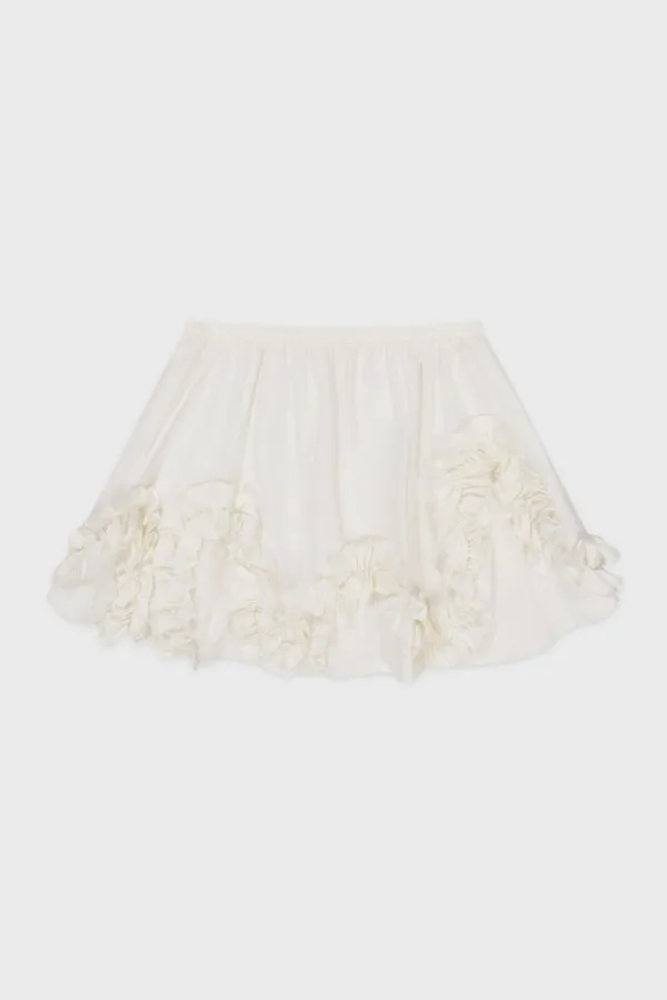 Sinoon Shirred Ruffle Skirt (Ivory)
