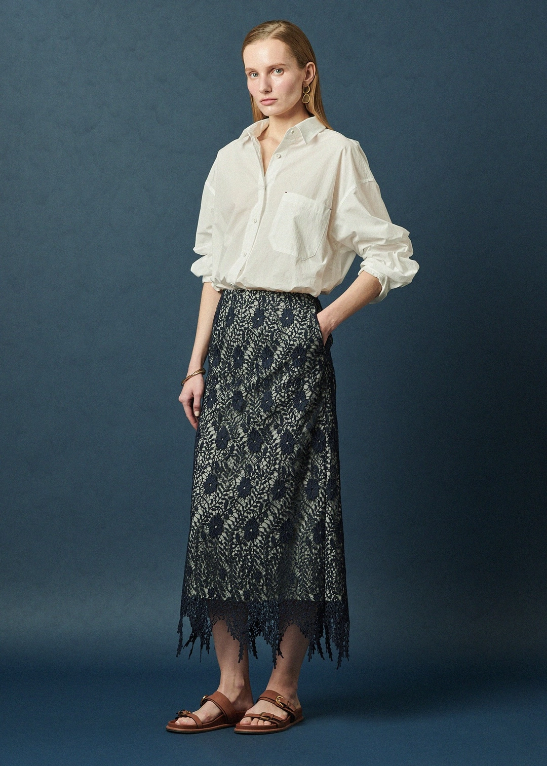 메종드이네스 LACE TEXTURE FRINGE SKIRT 상품 이미지 2