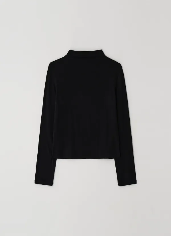 MOKE NECK TURTLE T-SHIRT - BLACK