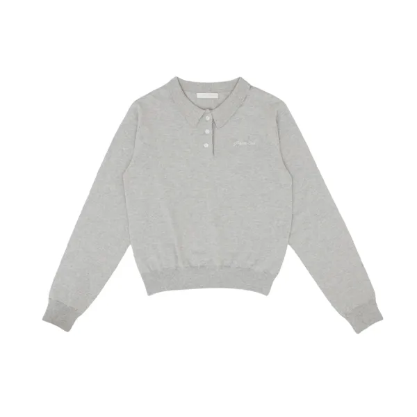 Cotton Cashmere Knit PK Shirt (snow grey)