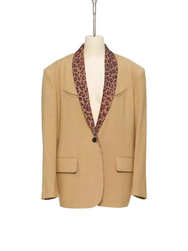 SS26 BEIGE LEOPARD LAPEL BLAZER