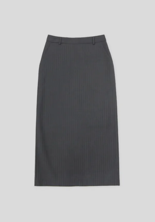 [3차] PIN STRIPE MAXI SKIRT_CHARCOAL