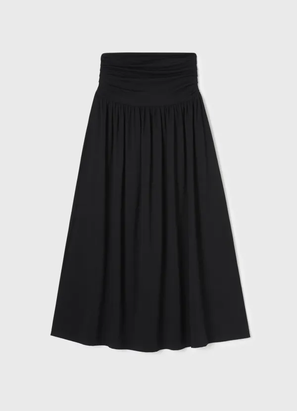 Fluid Shirring Skirt / Black