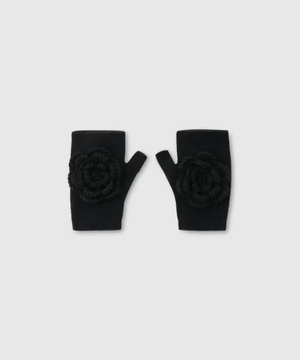 Daisy wool gloves (Black)