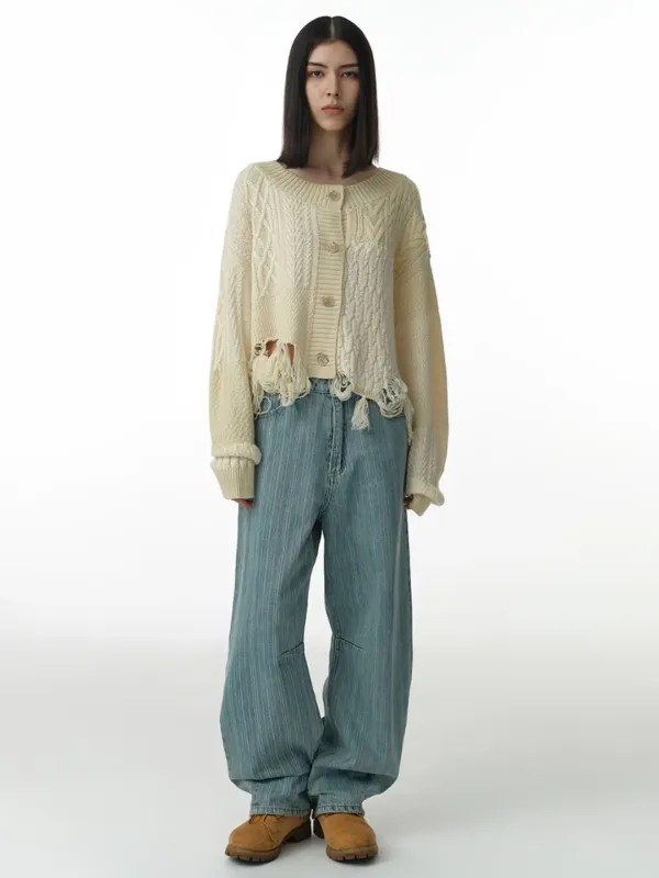 Stripe Balloon Jeans [Fade Blue]