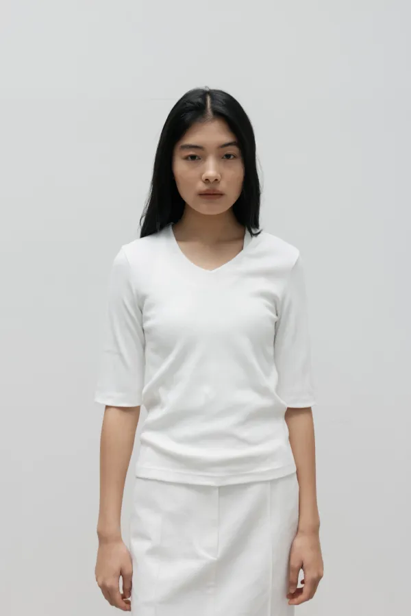 Essential V-Neck Top (White)