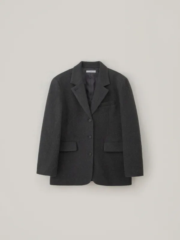 Alpaca Heavy Blazer Coat - Charcoal