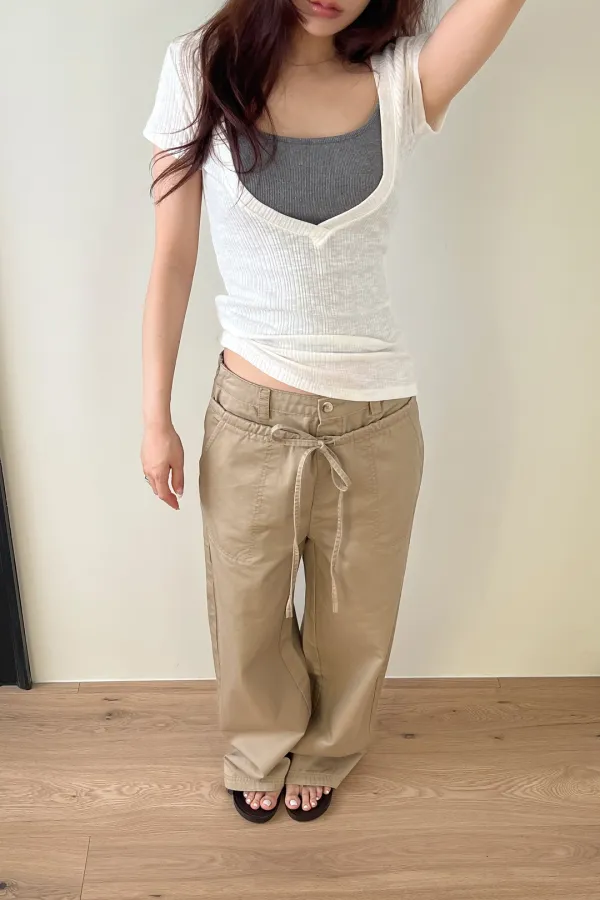 Double Waist Pants (beige)