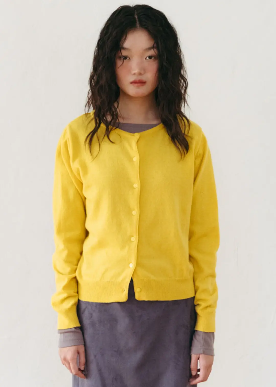 온무드 [2ND] ORGANZA LABEL CASH CARDIGAN - YELLOW 상품 이미지 2