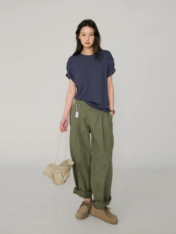 [6/9 예약배송] Tide wide tuck pants_Khaki