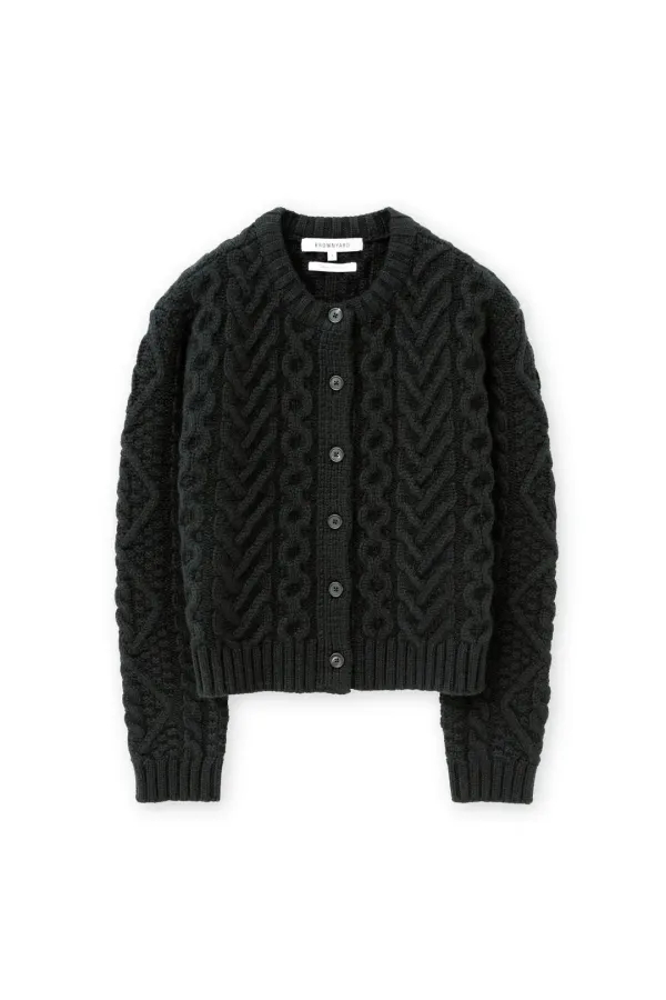 W Fisherman Cardigan, Black