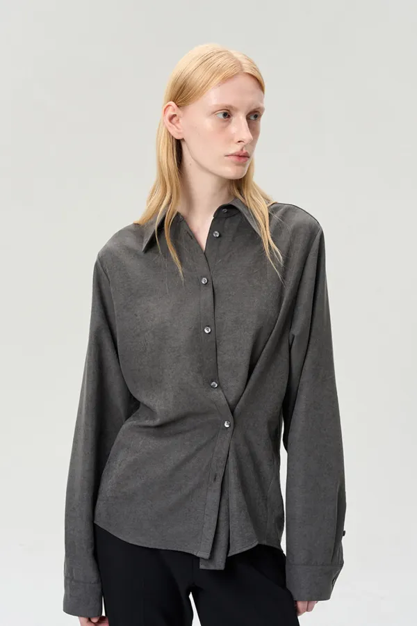 [2nd] SIDE BUTTON SUEDE SHIRT CHARCOAL