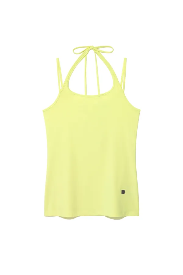 STRING HALTER NECK TANK TOP IN LIGHT YELLOW