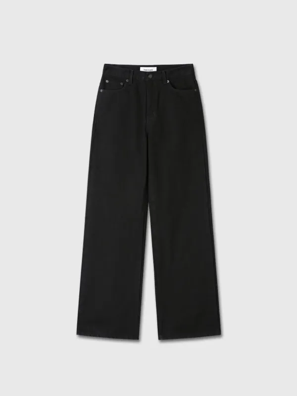 (W) WIDE-LEG BAGGY DENIM JEANS_ BLACK