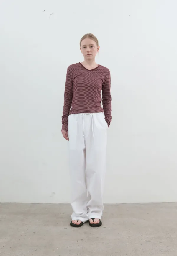 Linear v-neck long sleeve (burgundy)