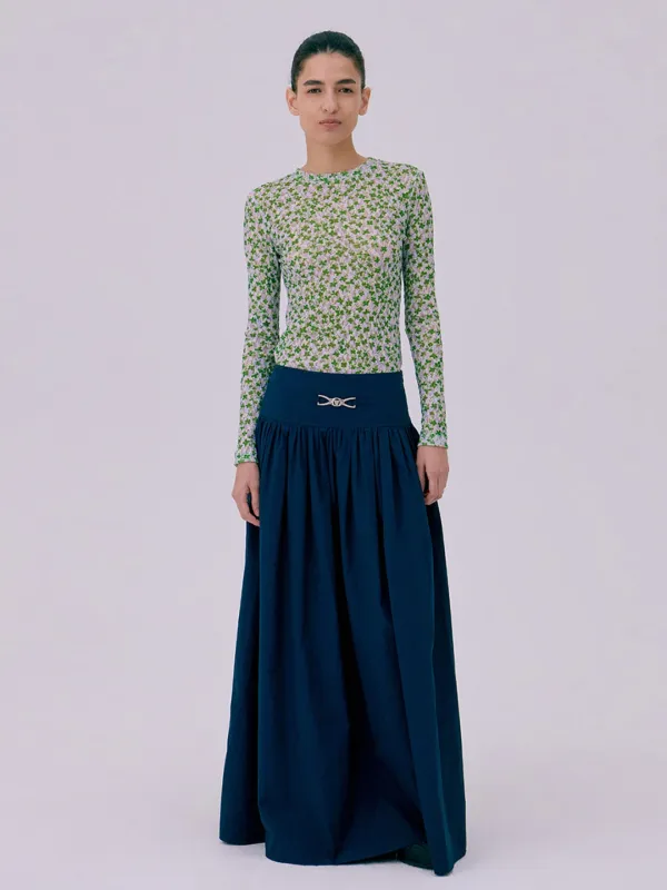 Shirring Maxi Skirt_Navy