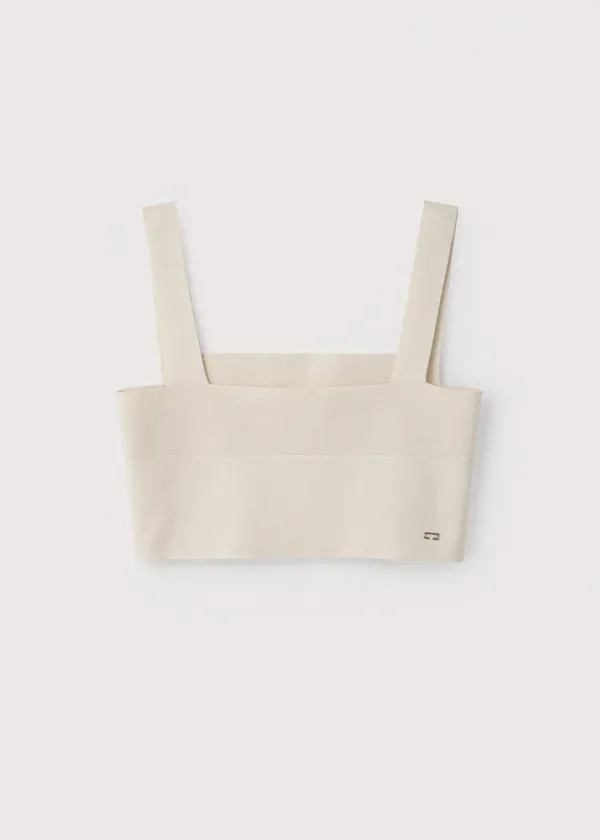 Elastic cotton two way bustier_Vanilla