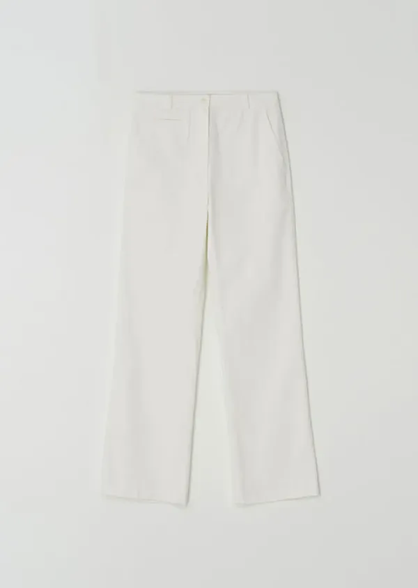 button classic cotton pants-ivory