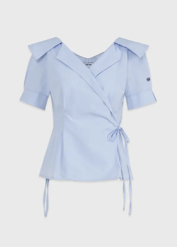  [44-120]  Vire Wrap Blouse  비르 랩 블라우스 (여름-여름하객-하객룩-하객블라우스-출근룩-오피스룩-데일리룩-데이트룩-여름블라우스-페미닌-슬림핏-오프숄더-빅사이즈-자체제작) 