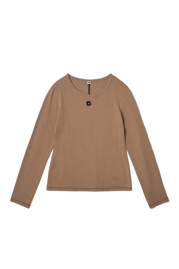 Stitch Long Sleeve Tee Beige