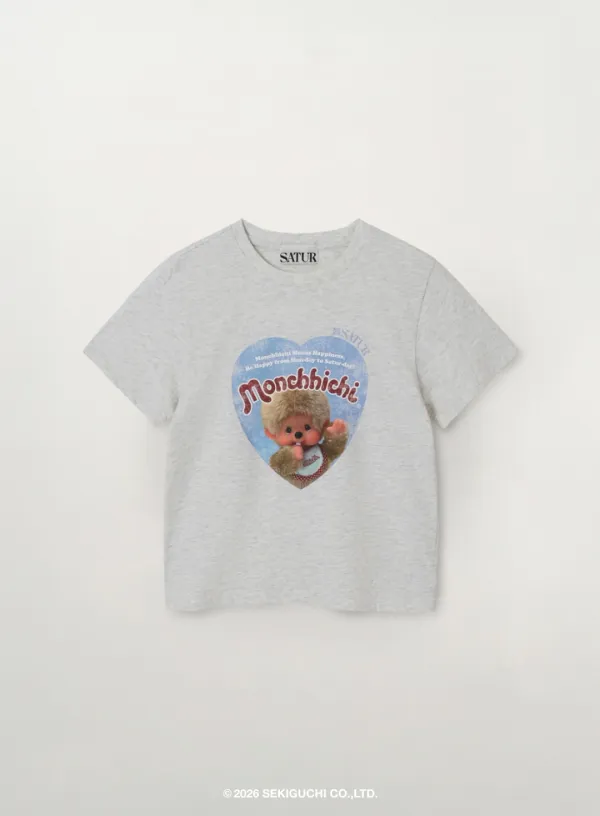 (K) Satur X Monchhichi Saturday Mood T-Shirt - Melange White