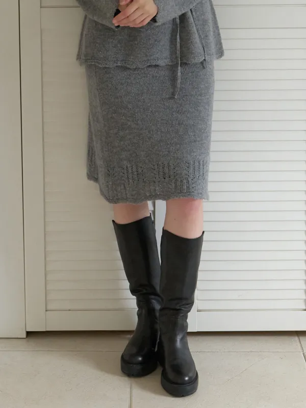 Shimmery knit skirt (deep gray)